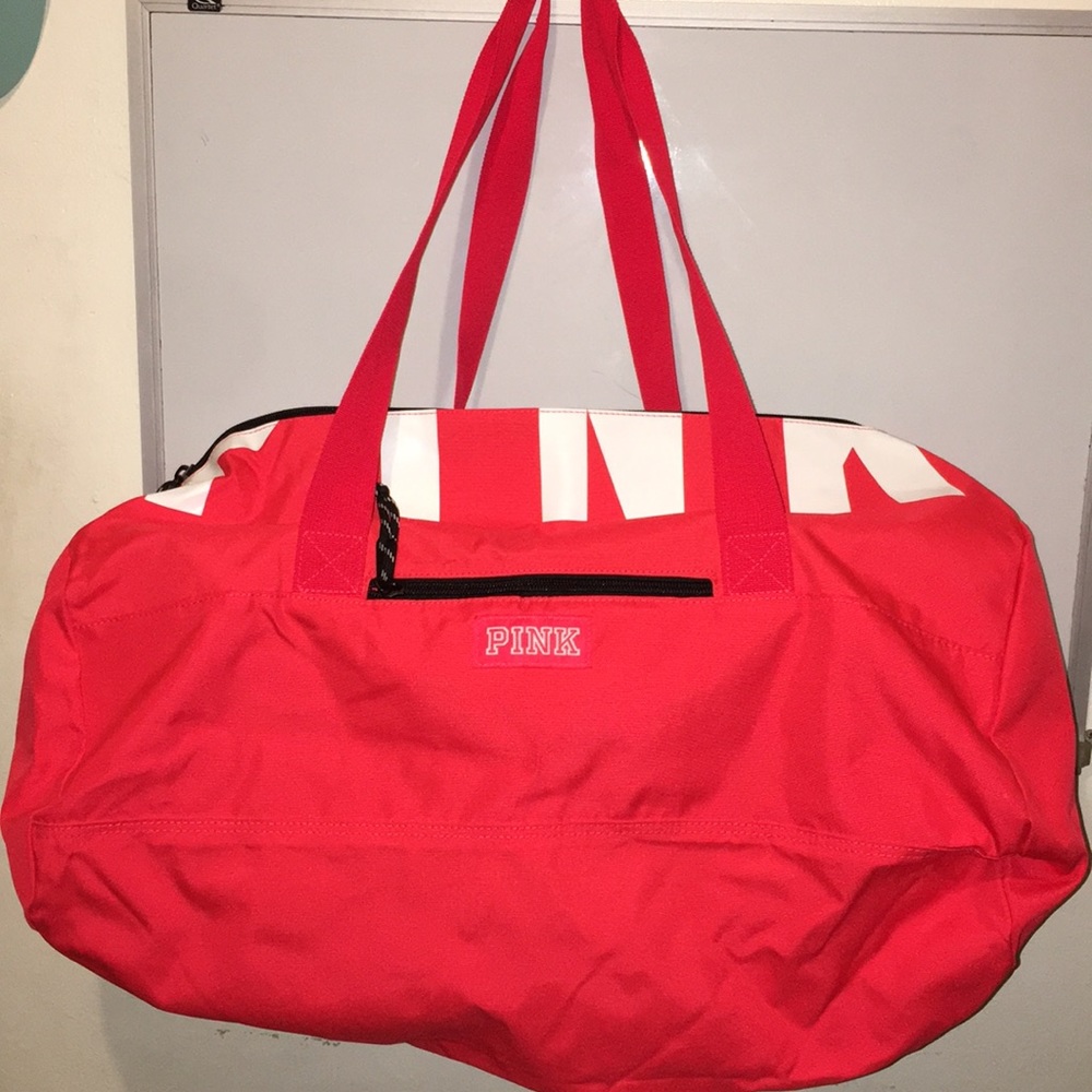 Pink duffle bag